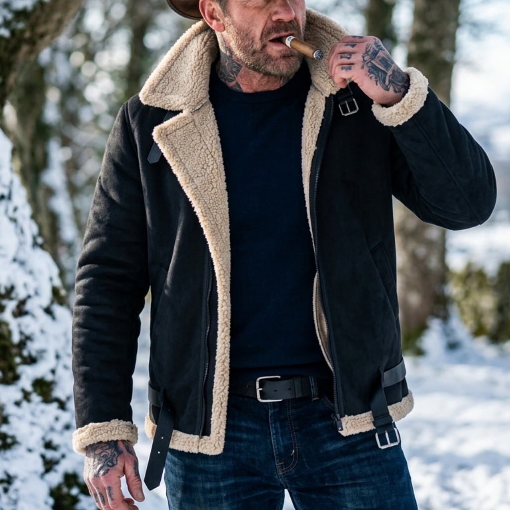 Outdoor Sport Winter Jacket - Jaqueta Masculina de Inverno em Suede