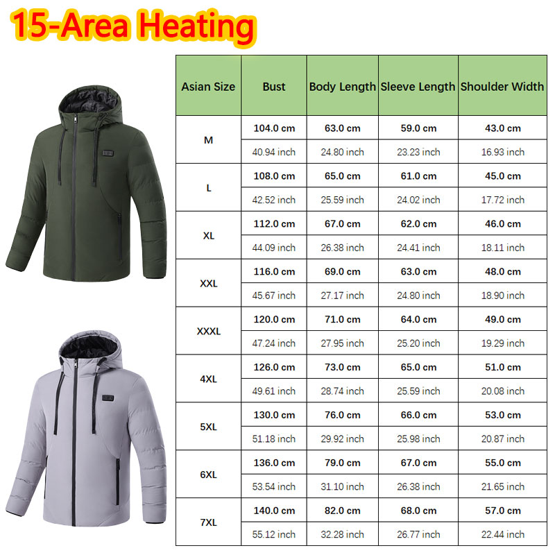 15 área aquecida jaqueta de in - Outdoor Sport Winter Jacket avaliação e preço